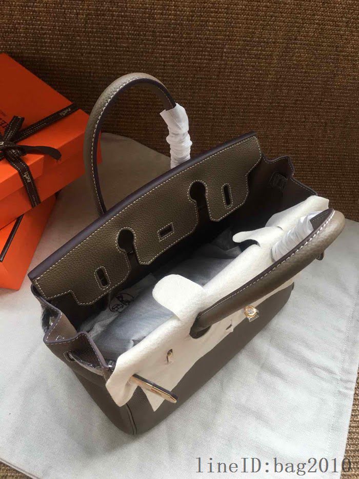 愛馬仕HERMES Birkin 鉑金包 大象灰 進口小牛皮 金銀扣 皮質細膩柔軟 時尚女手提包  tdher1142